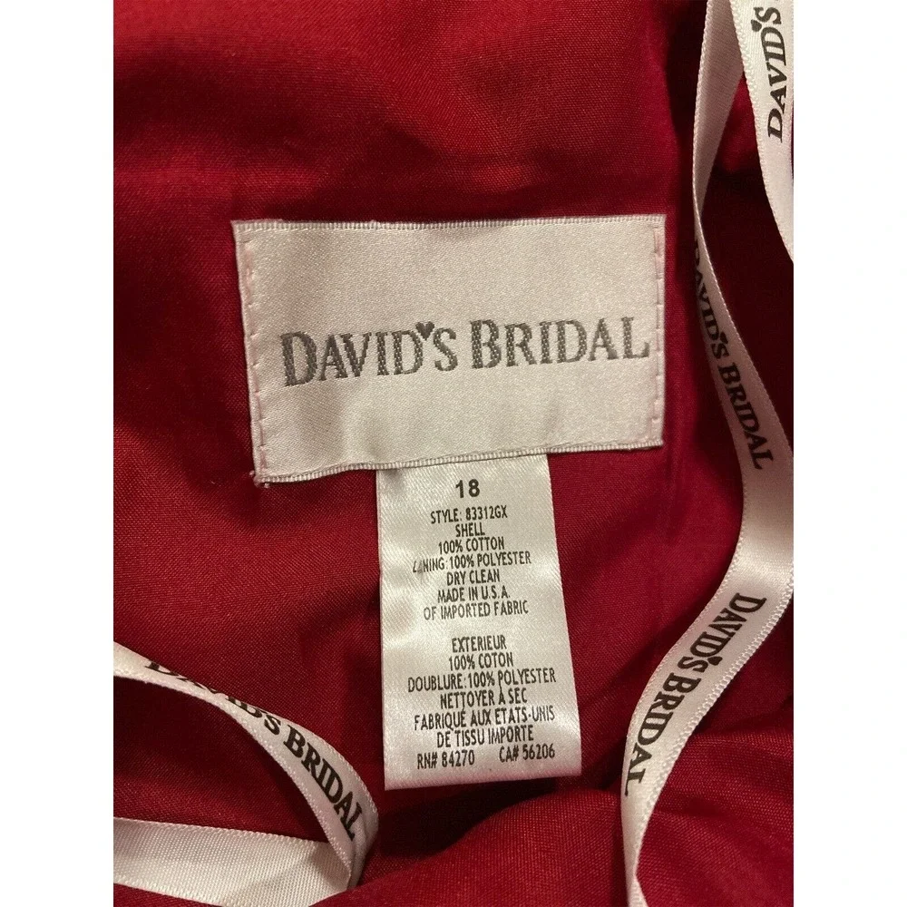 David's Bridal style 83312gx strapless knee length‎ bridesmaid Dress Red 18 Plus